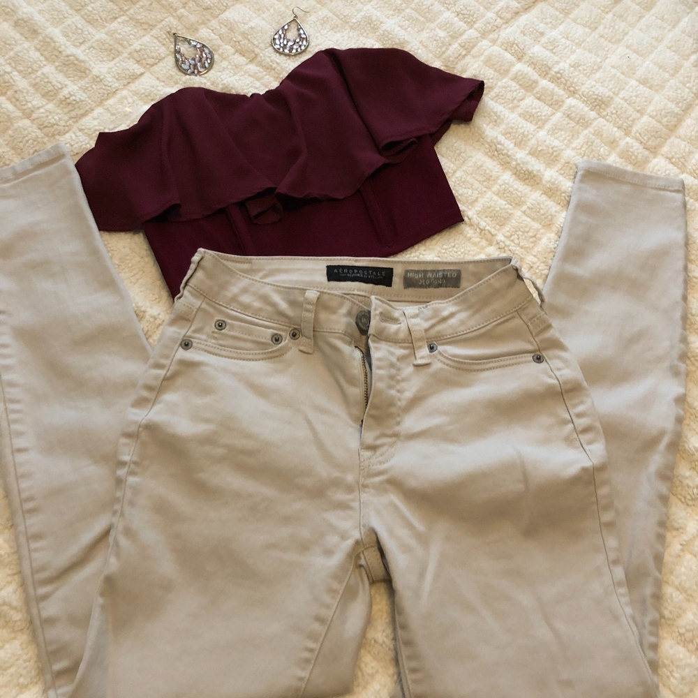 Aeropostale Light Beige Skinny Jeans (Size 25) - Picture 2 of 4